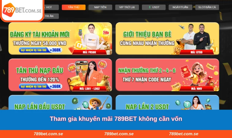 Tham gia khuyến mãi 789BET không cần vốn