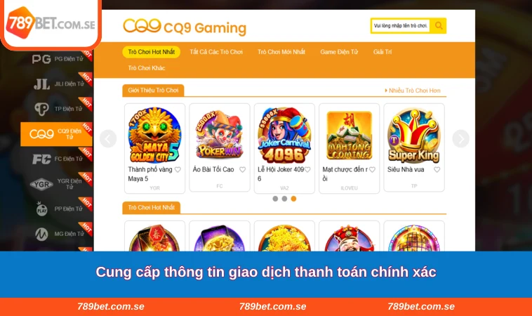 Cung cấp thông tin giao dịch thanh toán chính xác