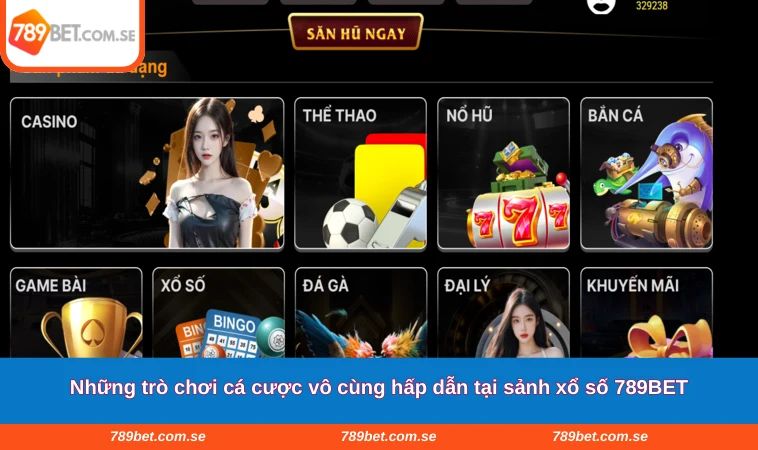 Những trò chơi cá cược vô cùng hấp dẫn tại sảnh xổ số 789BET